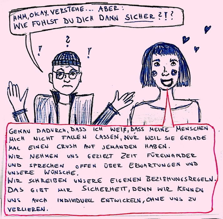 Comic Panel 3: Die Frage, wie man sich dann sicher fühlt.